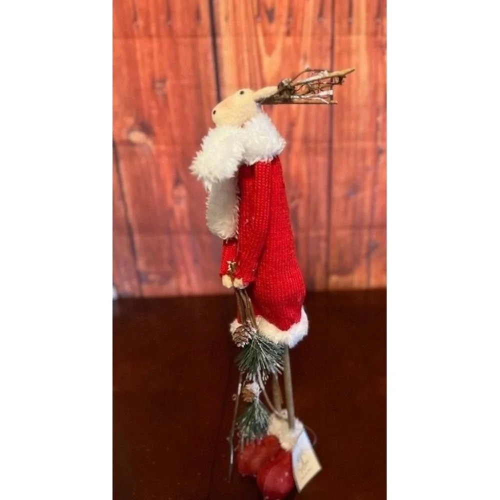 Christmas Whimsical Reindeer Set couple  Figurines  Red Scarf &‎ Pants holiday